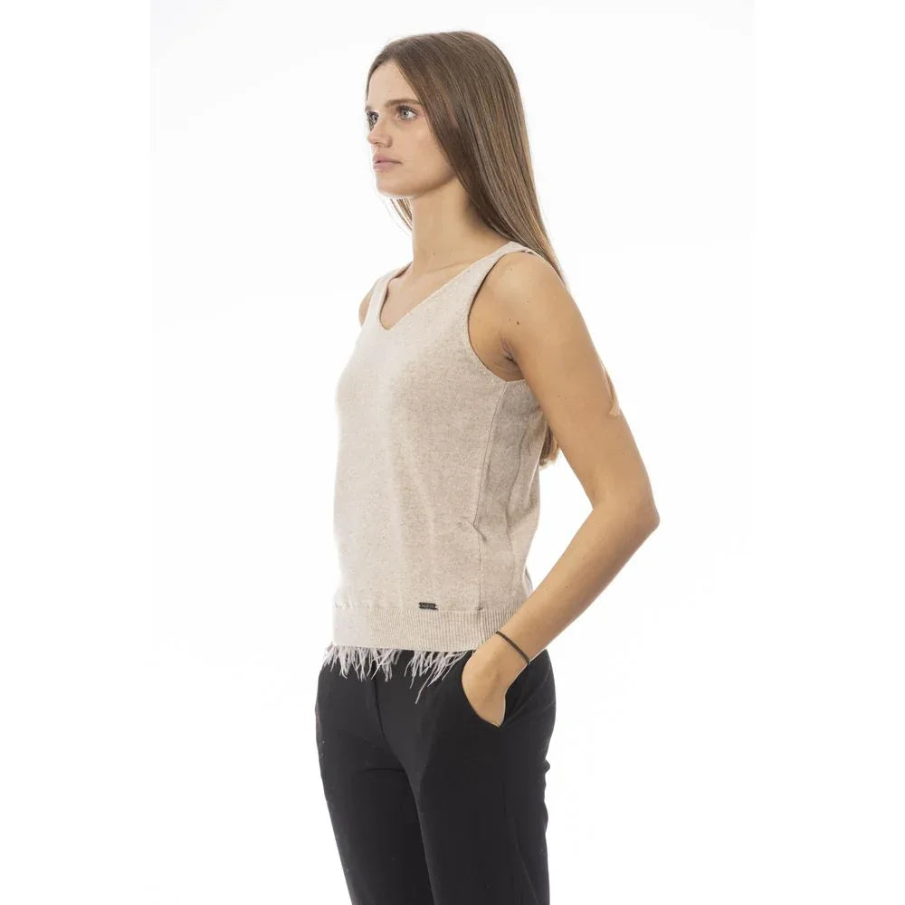 Baldinini Trend Beige Wool Women Top - Zeiniez