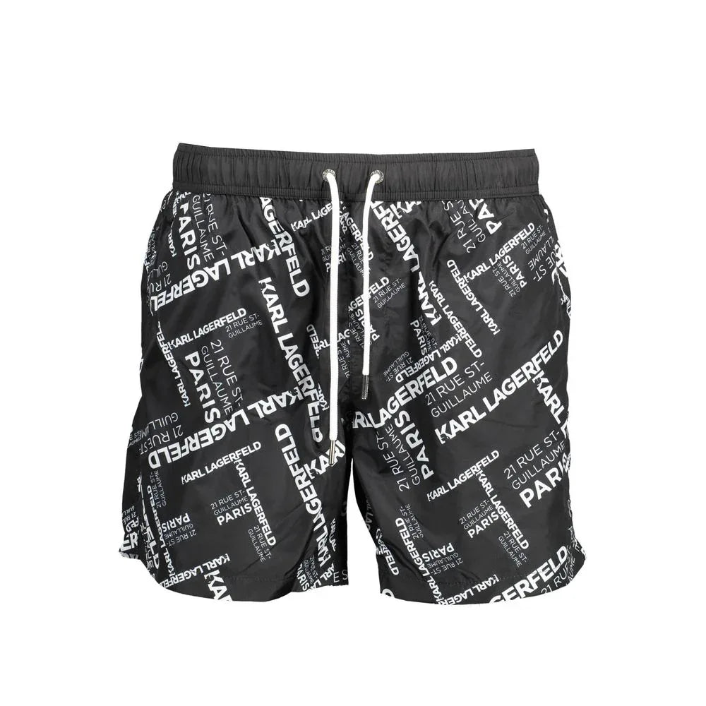 Karl Lagerfeld Black Polyester Men's Swim Trunk - Zeiniez