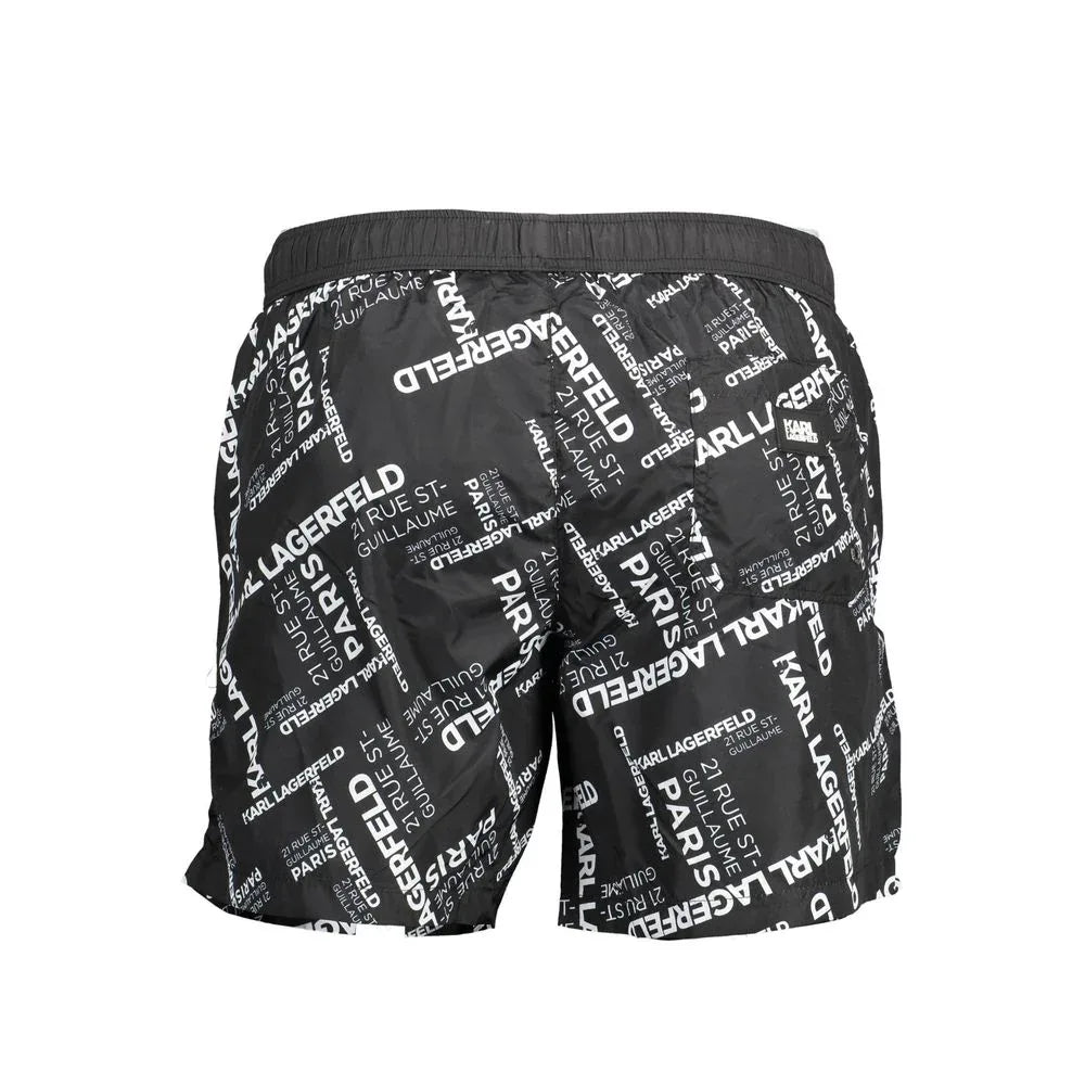 Karl Lagerfeld Black Polyester Men's Swim Trunk - Zeiniez