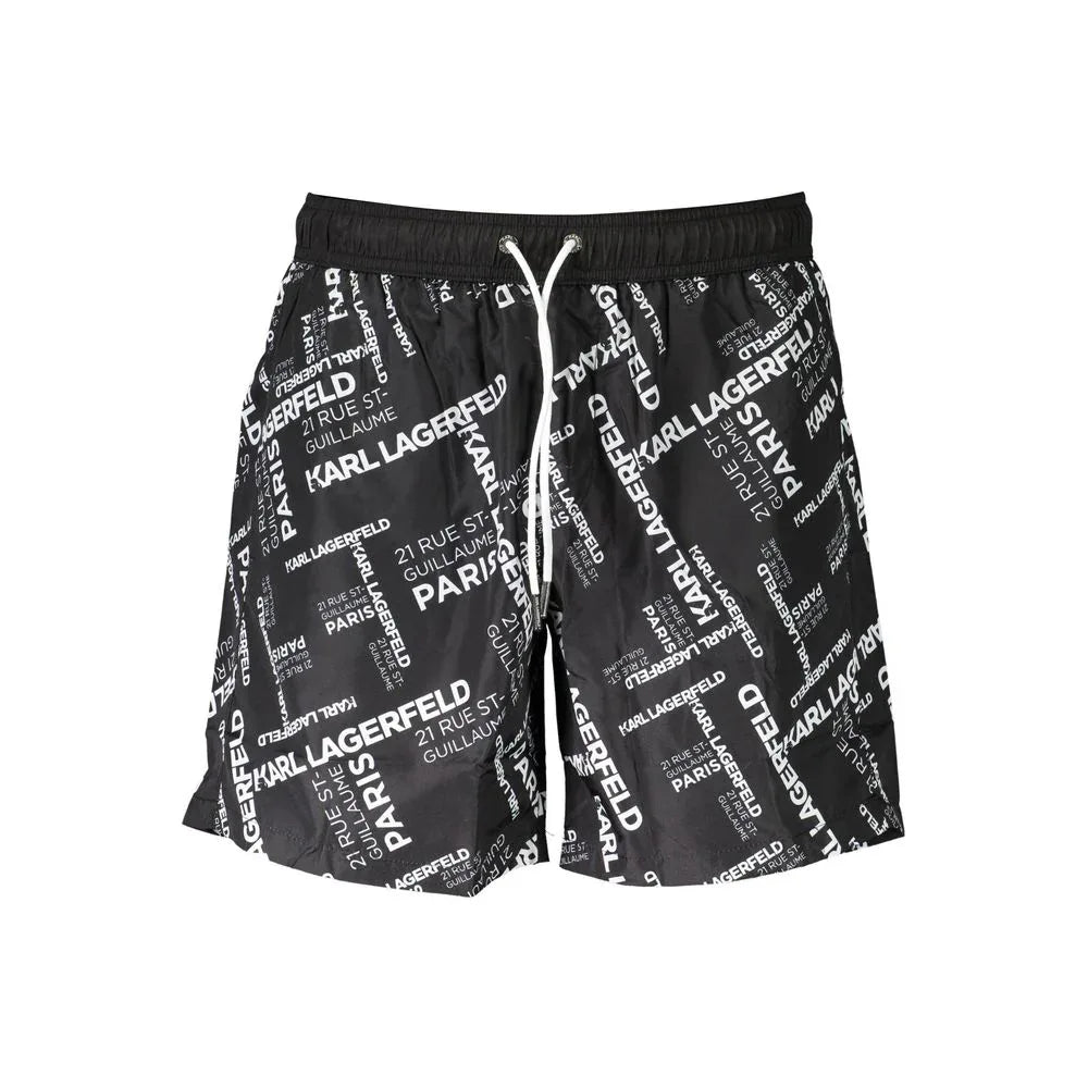 Karl Lagerfeld Black Polyester Men's Swim Trunk - Zeiniez