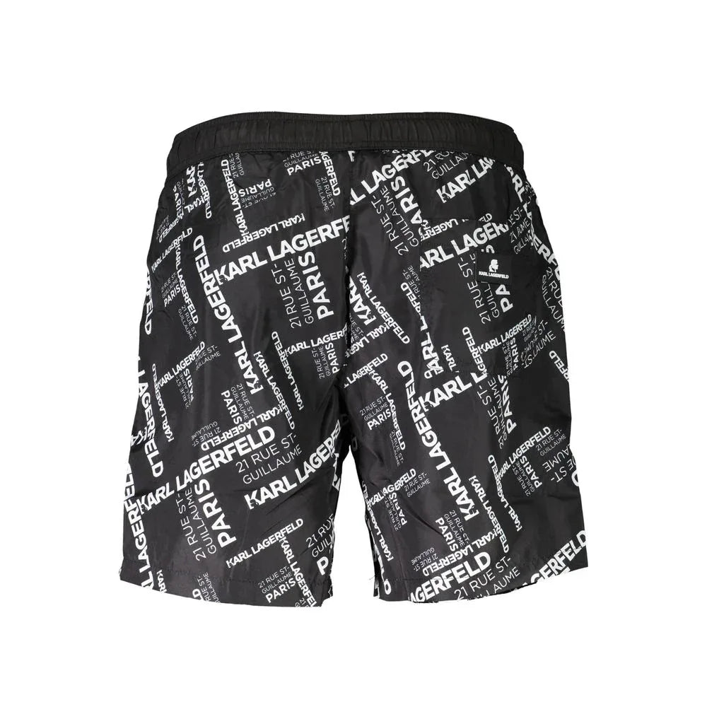 Karl Lagerfeld Black Polyester Men's Swim Trunk - Zeiniez