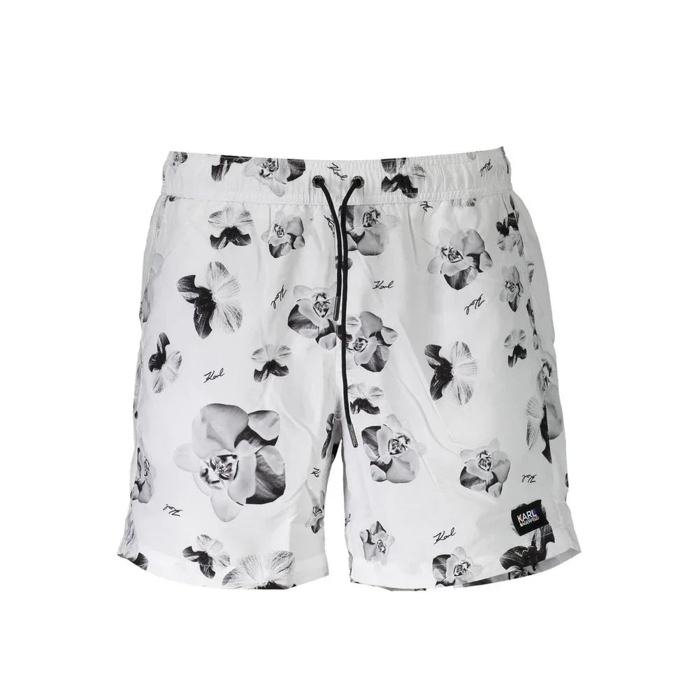 Karl Lagerfeld Bianco Polyester Men's Swim Boxer - Zeiniez