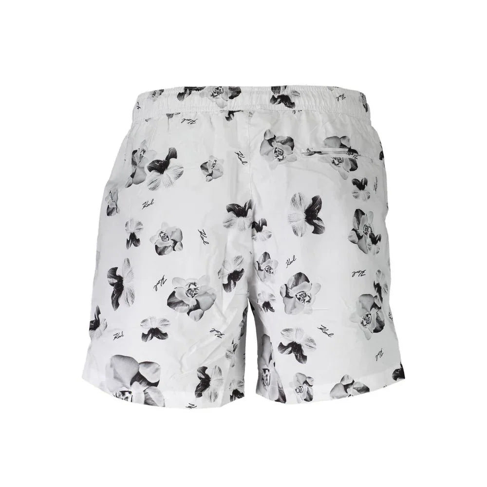 Karl Lagerfeld Bianco Polyester Men's Swim Boxer - Zeiniez