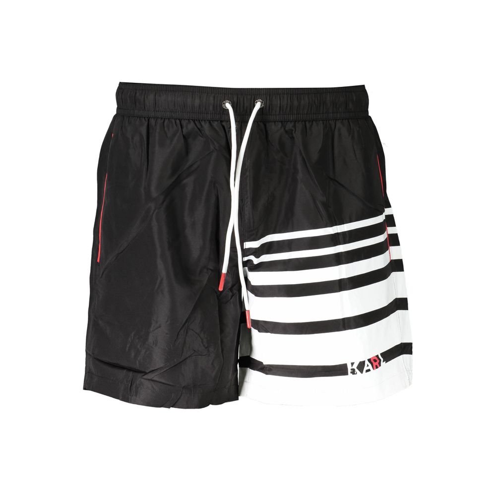 Karl Lagerfeld Black Polyester Men's Swim Trunk