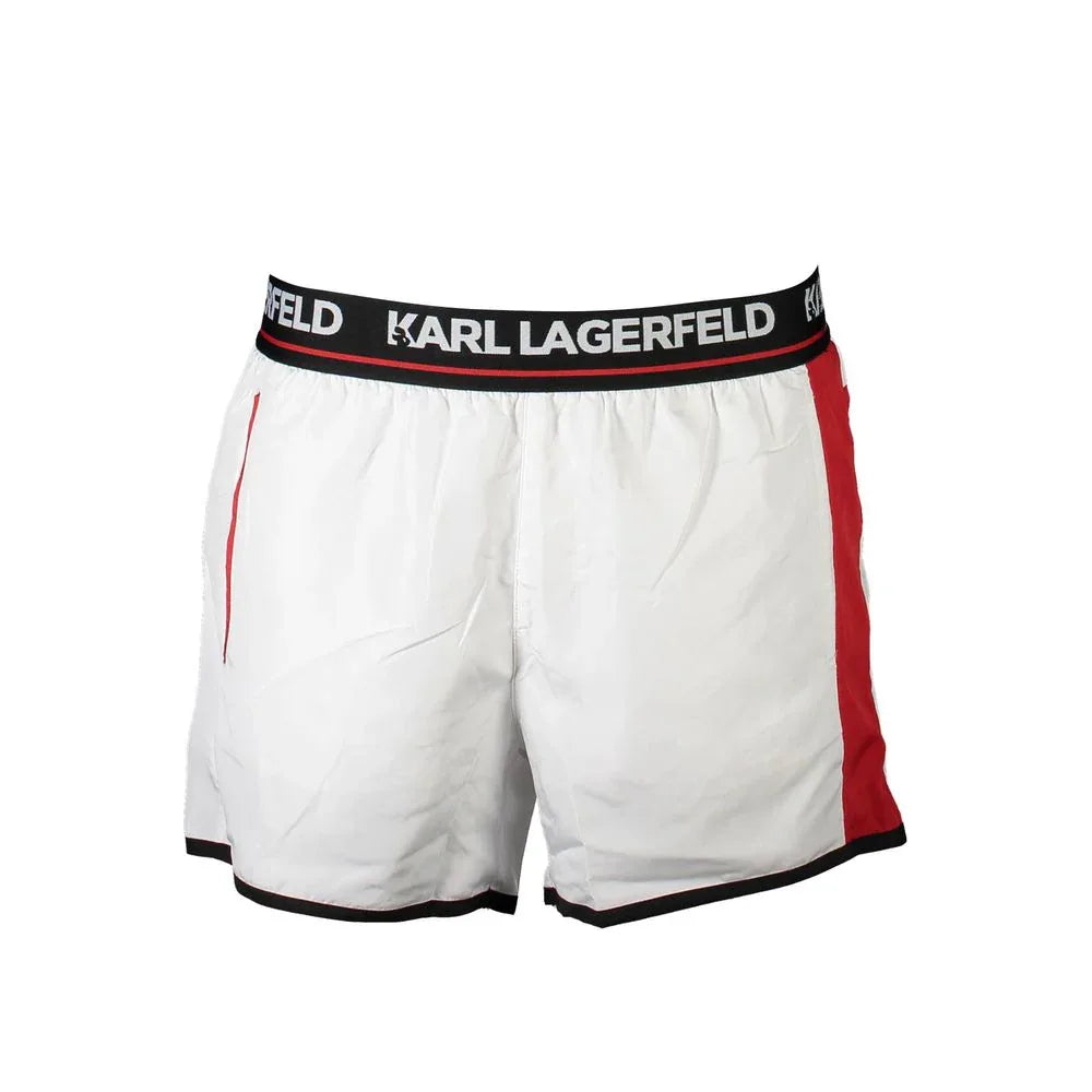 Karl Lagerfeld Bianco Poliestere Men Swim Boxer - Zeiniez