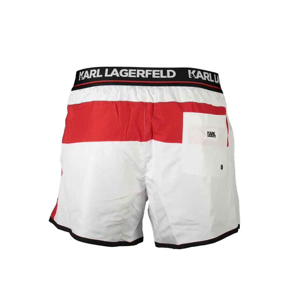 Karl Lagerfeld Bianco Poliestere Men Swim Boxer - Zeiniez
