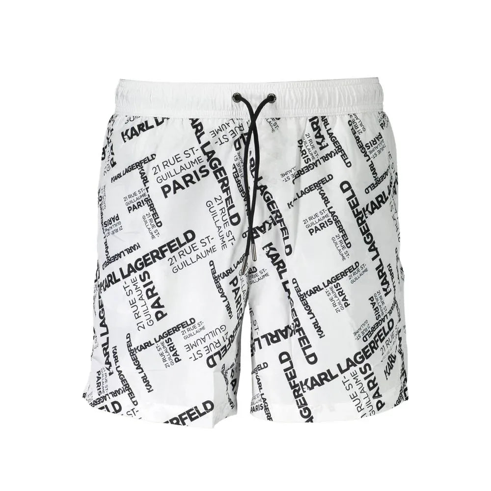 Karl Lagerfeld Bianco Polyester Men's Swim Boxer - Zeiniez