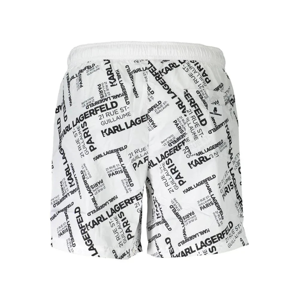 Karl Lagerfeld Bianco Polyester Men's Swim Boxer - Zeiniez