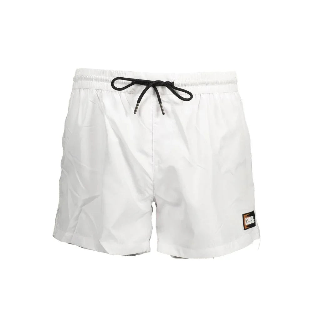 Karl Lagerfeld Bianco Polyester Men's Swim Boxer - Zeiniez