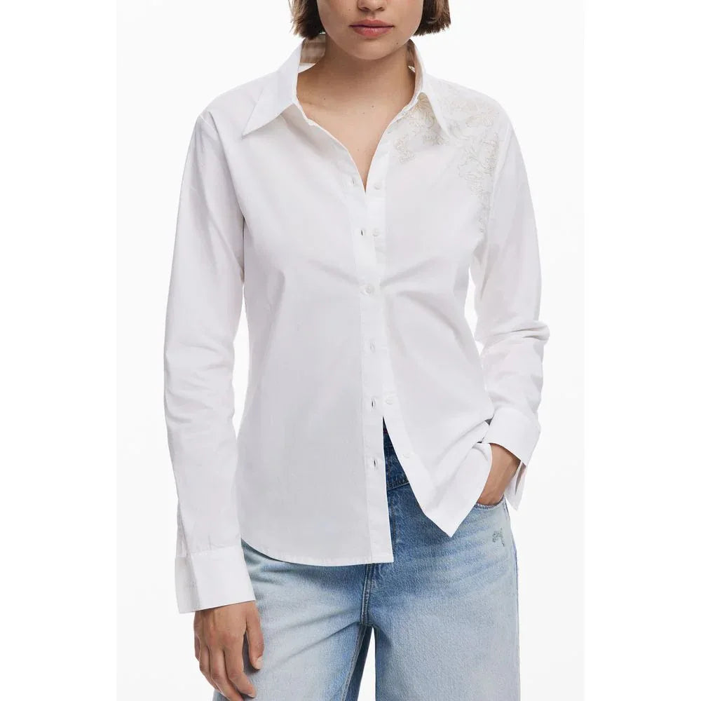 Desigual Bianco Cotton Womens Shirt - Zeiniez