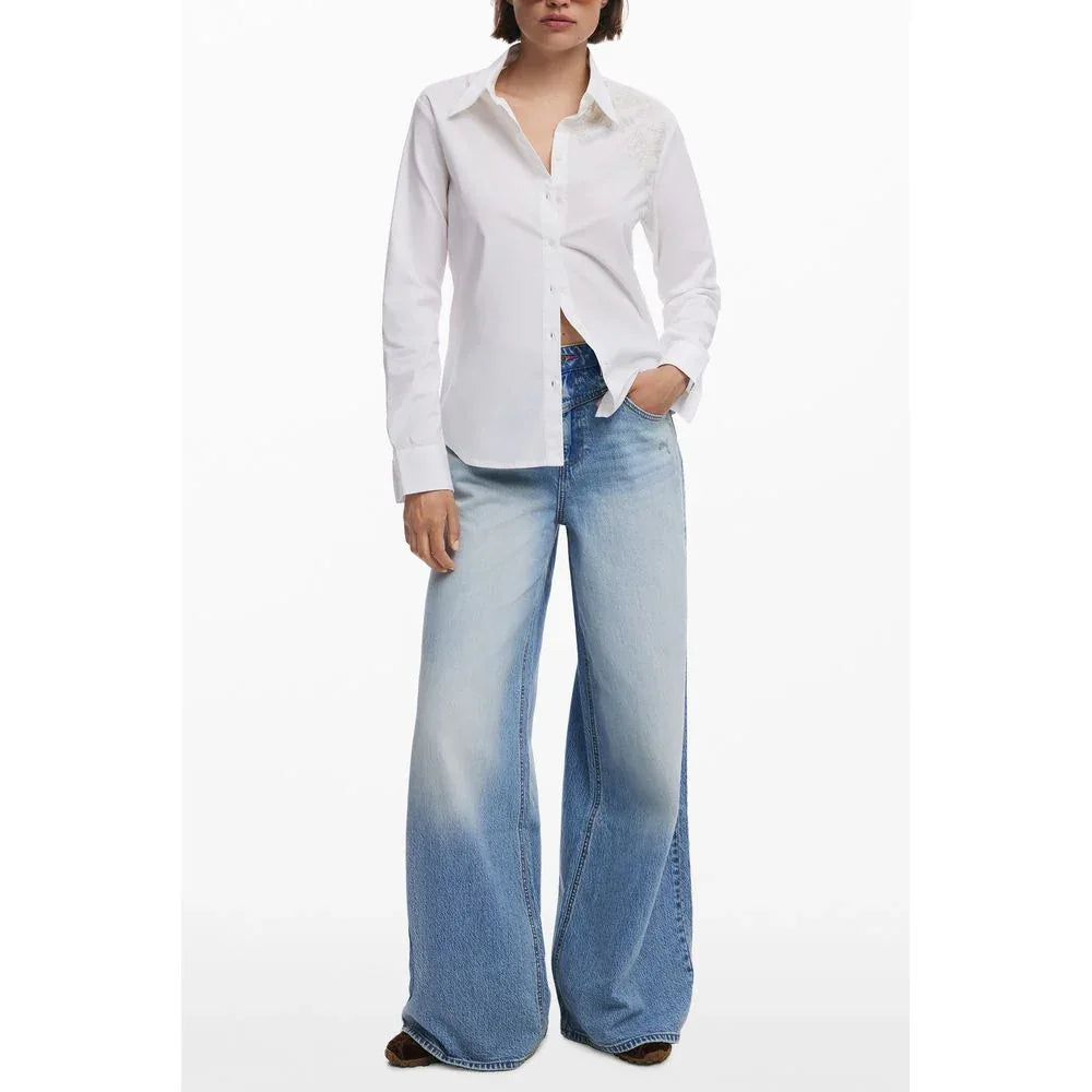 Desigual Bianco Cotton Womens Shirt - Zeiniez