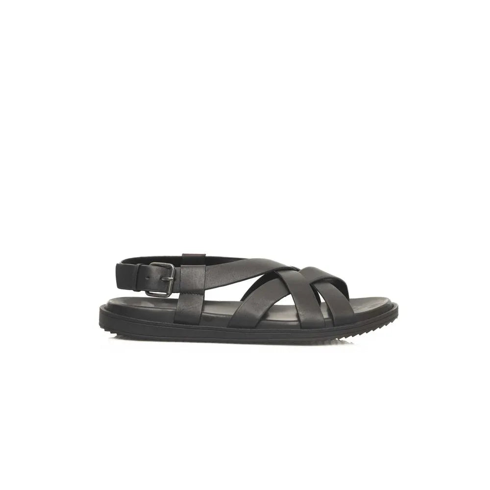 Cerruti 1881 Black Leather Men Sandal - Zeiniez