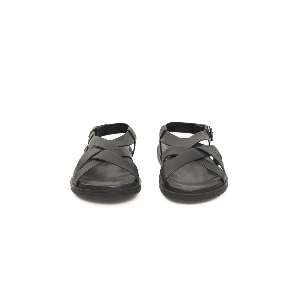 Cerruti 1881 Black Leather Men Sandal - Zeiniez