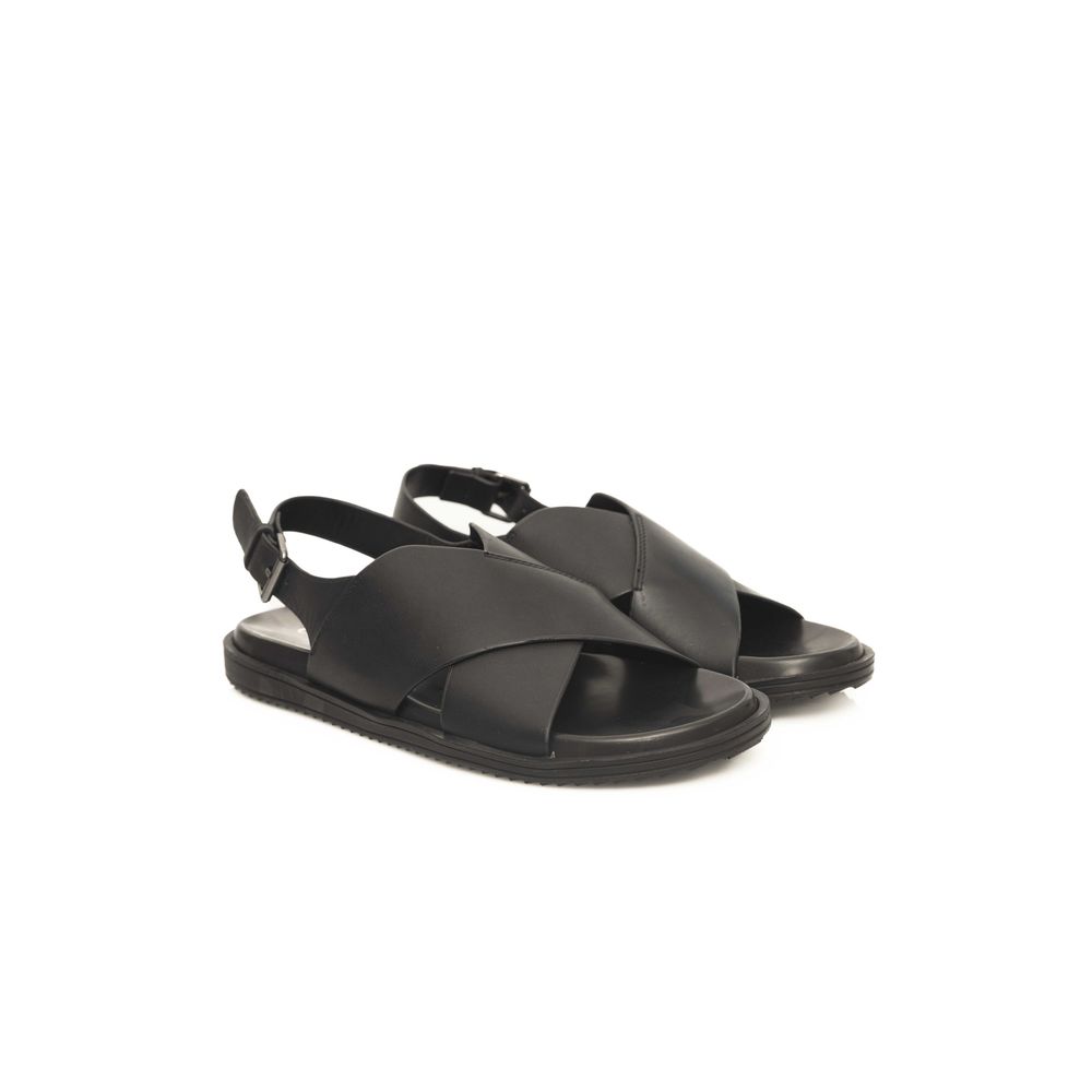 Cerruti 1881 Black Leather Men Sandal - Zeiniez