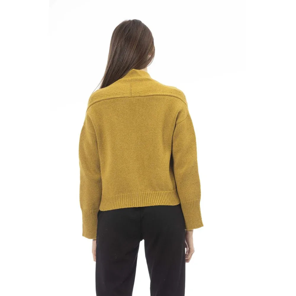 Alpha Studio Yellow Merino Wool Women Cardigan - Zeiniez