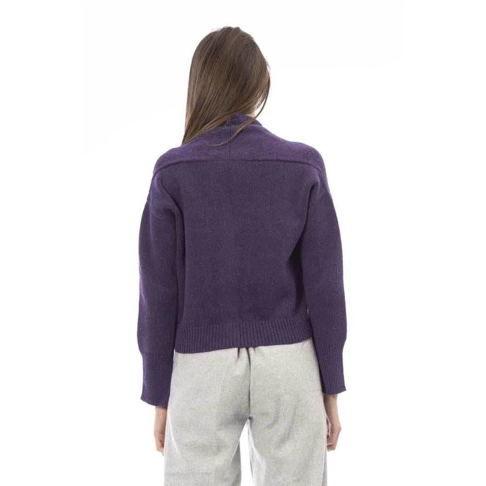 Alpha Studio Purple Merino Wool Women Cardigan - Zeiniez