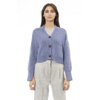 Alpha Studio Light Blue Merino Wool Women Cardigan - Zeiniez