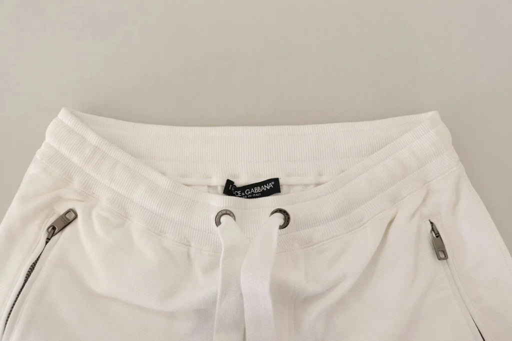Dolce & Gabbana White Cotton Logo Patch Sweatpants Jogging Pants - Zeiniez