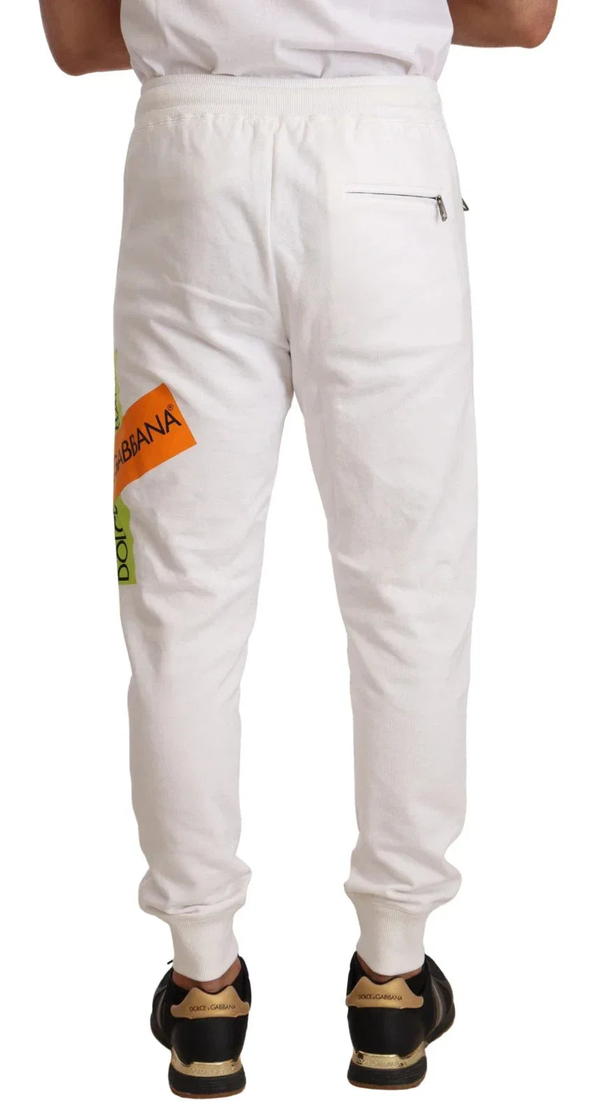 Dolce & Gabbana White Cotton Logo Patch Sweatpants Jogging Pants - Zeiniez