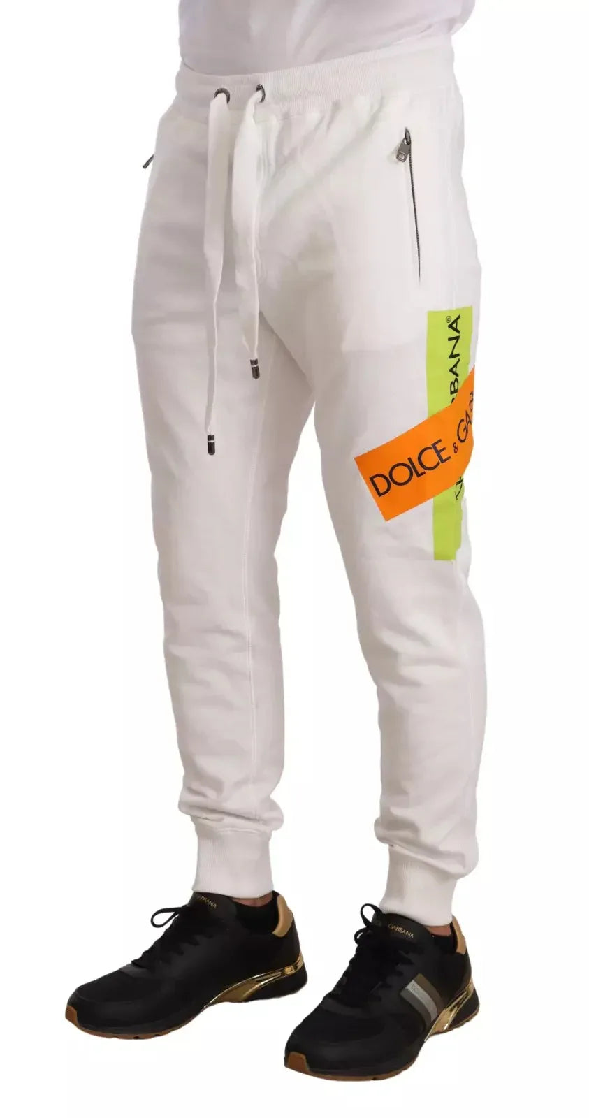 Dolce & Gabbana White Cotton Logo Patch Sweatpants Jogging Pants - Zeiniez