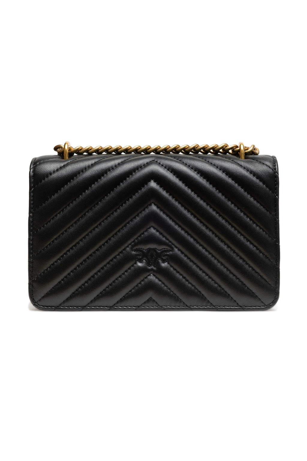 PINKO Black Leather Love One Mini Shoulder Bag - Zeiniez
