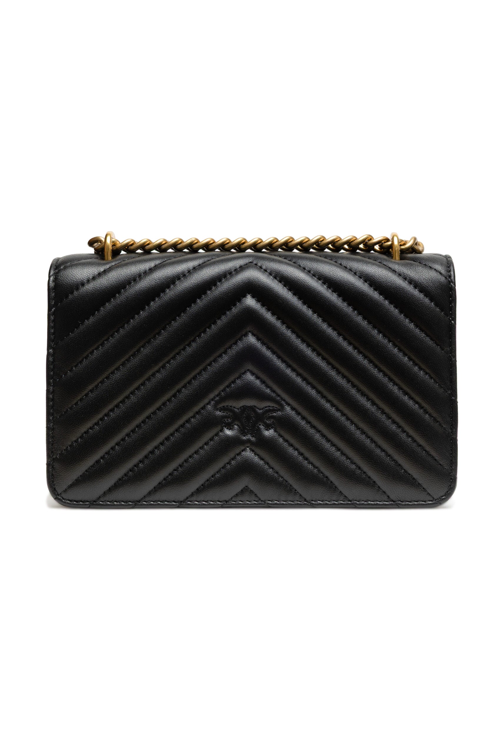 PINKO Black Leather Love One Mini Shoulder Bag - Zeiniez