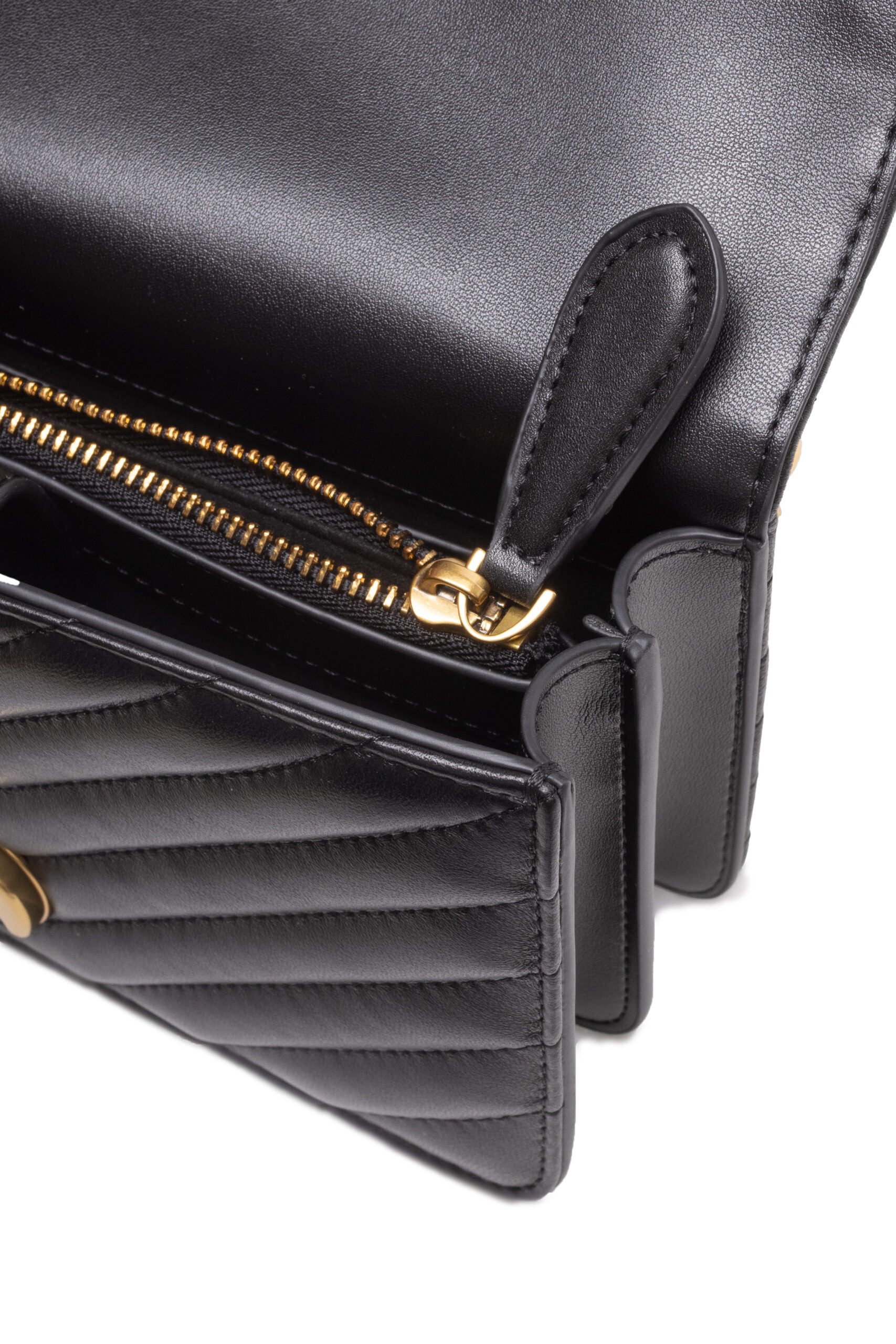 PINKO Black Leather Love One Mini Shoulder Bag - Zeiniez