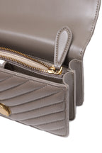 PINKO Grey Leather Love One Mini Shoulder Bag - Zeiniez