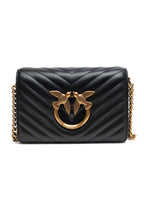 PINKO Black Leather Love Click Mini Shoulder Bag - Zeiniez