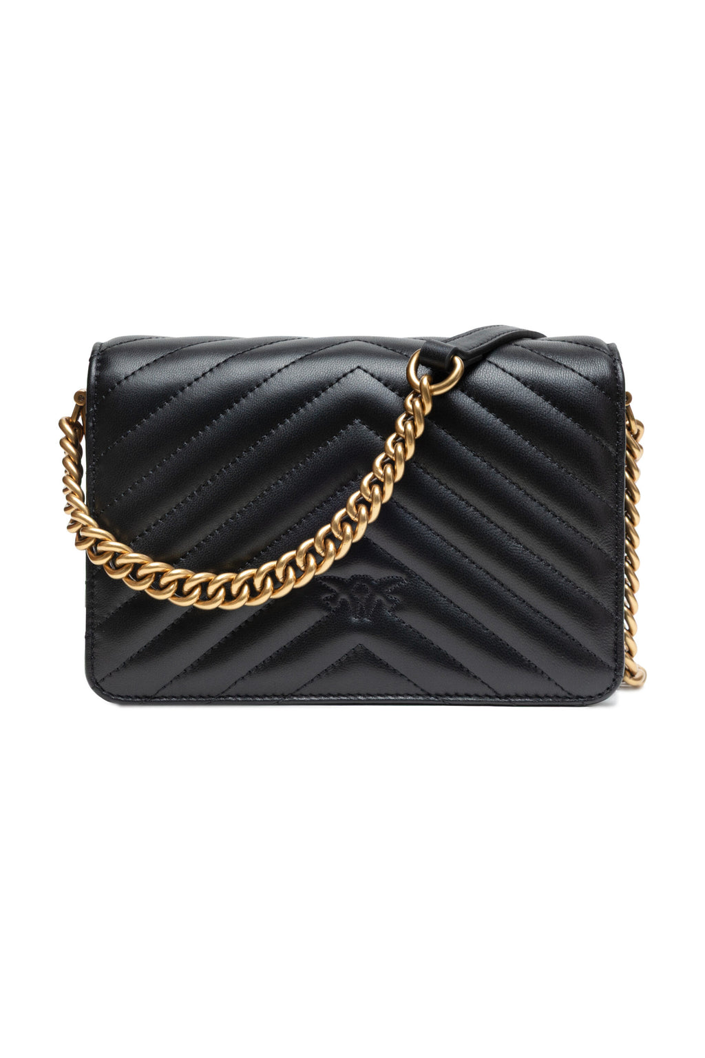PINKO Black Leather Love Click Mini Shoulder Bag - Zeiniez