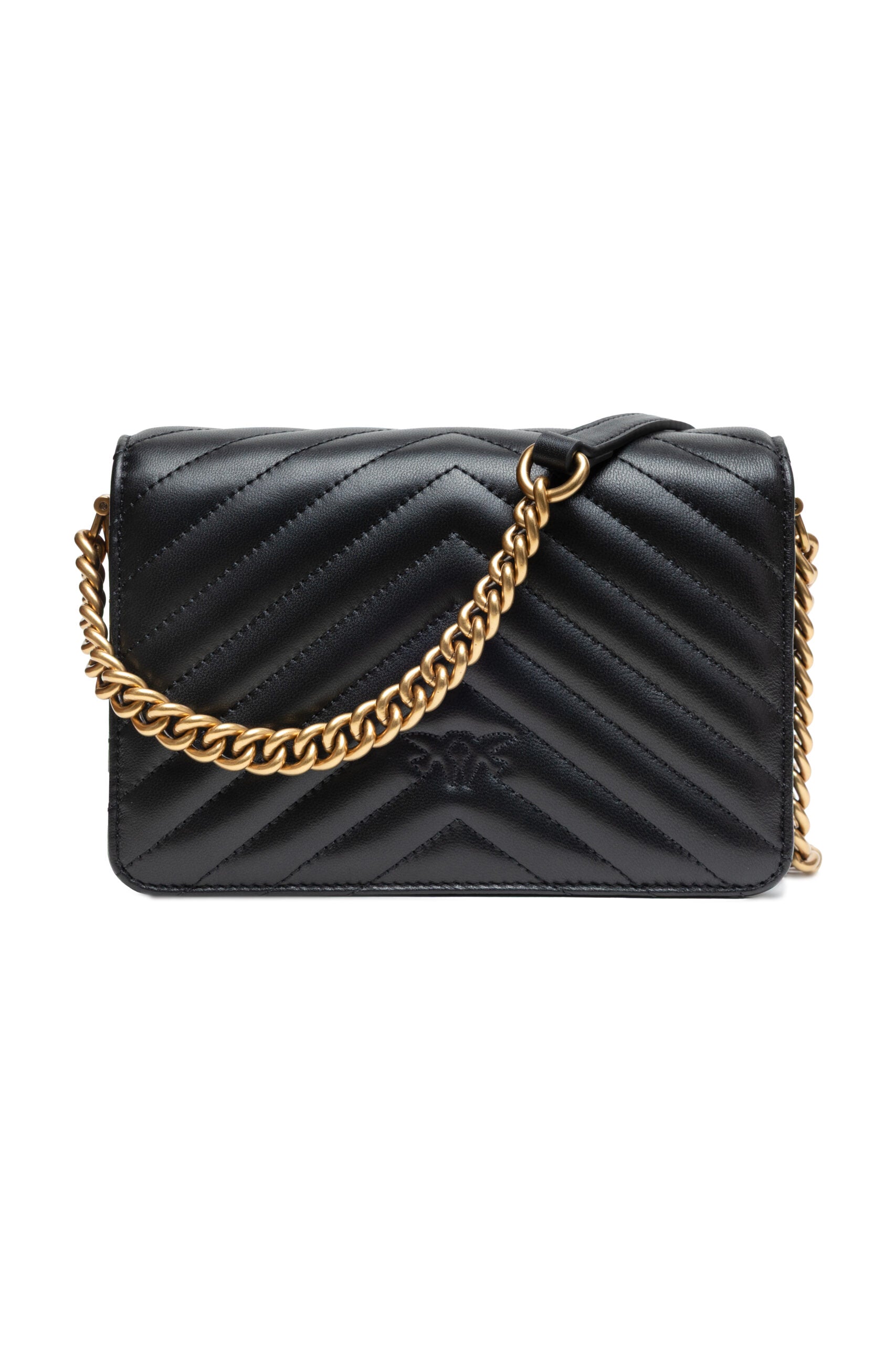 PINKO Black Leather Love Click Mini Shoulder Bag - Zeiniez