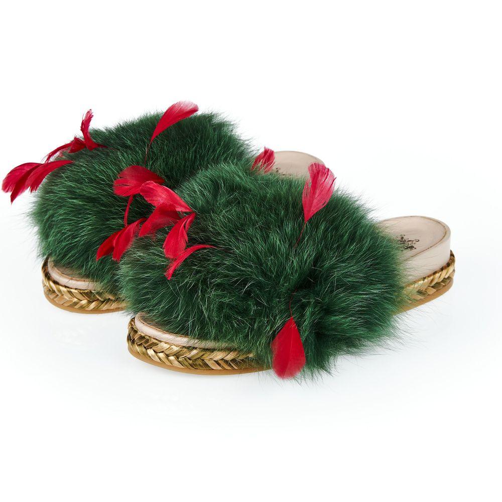 Mr&Mrs Italy Green Lamb Leather Women Sandal - Zeiniez