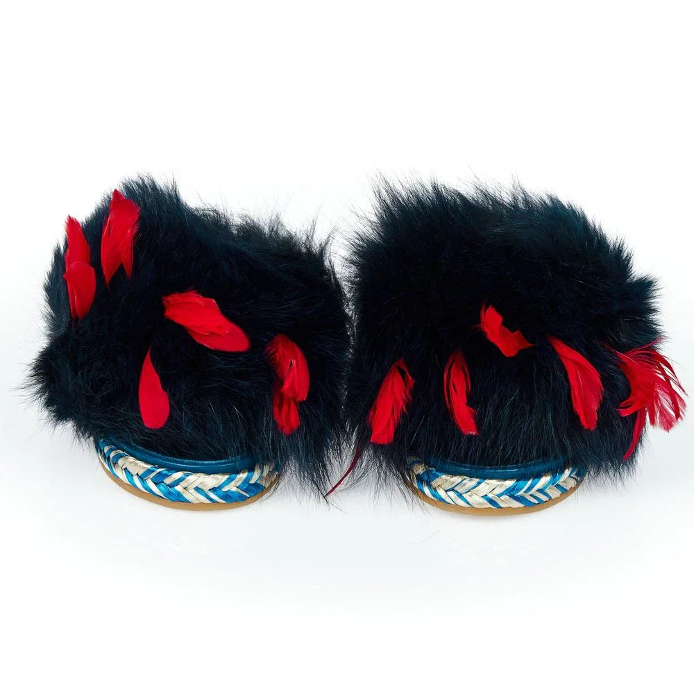 Mr&Mrs Italy Blue Lamb Leather Women Sandal - Zeiniez