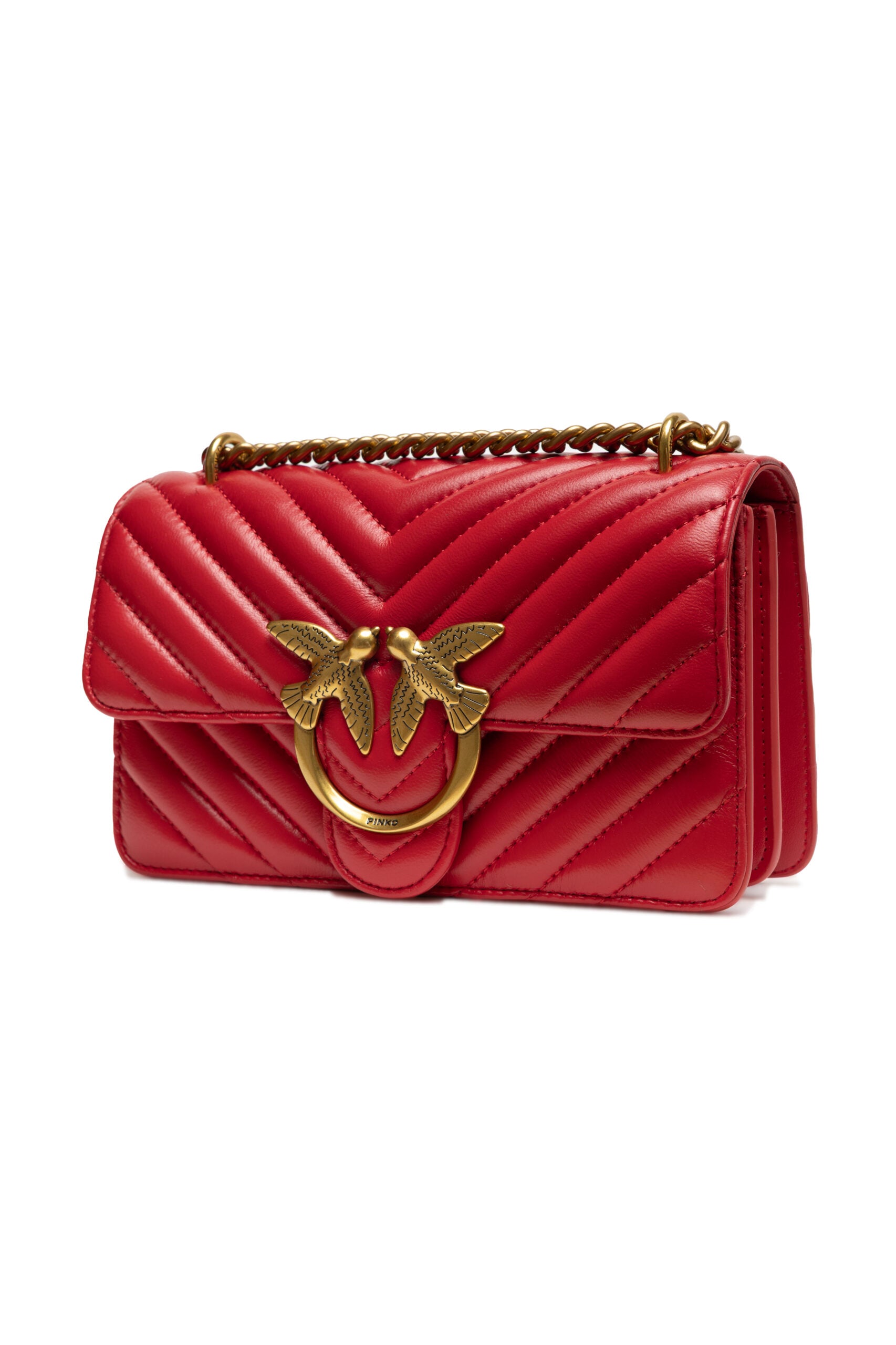 PINKO Red Leather Love One Mini Shoulder Bag - Zeiniez