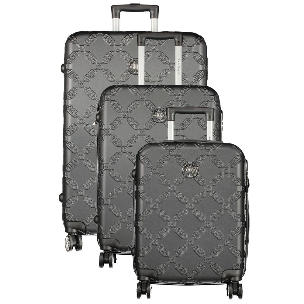 Laura Biagiotti Black Polyurethane Women's Travel Trolley Set - Zeiniez
