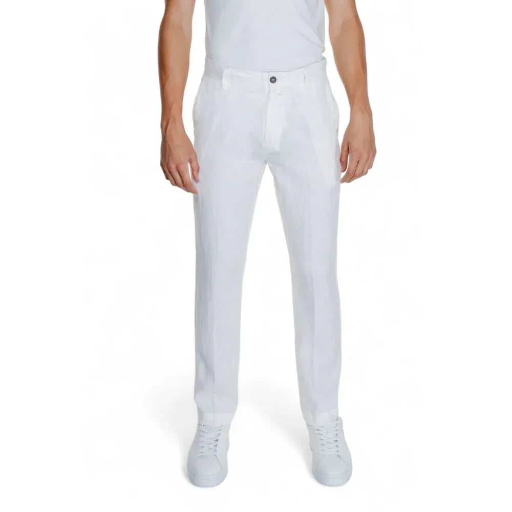 Borghese White Linen Casual Pants - Zeiniez