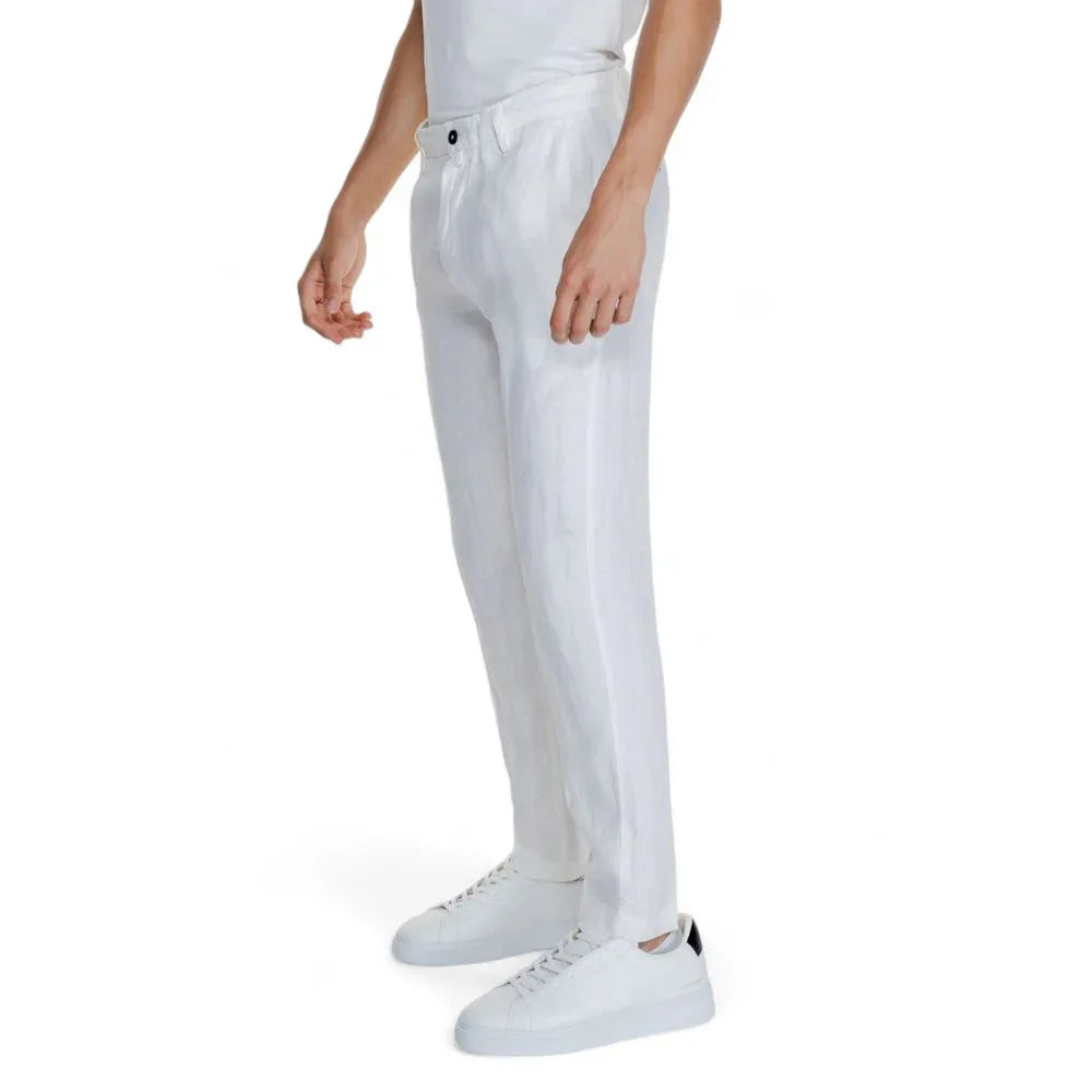Borghese White Linen Casual Pants - Zeiniez