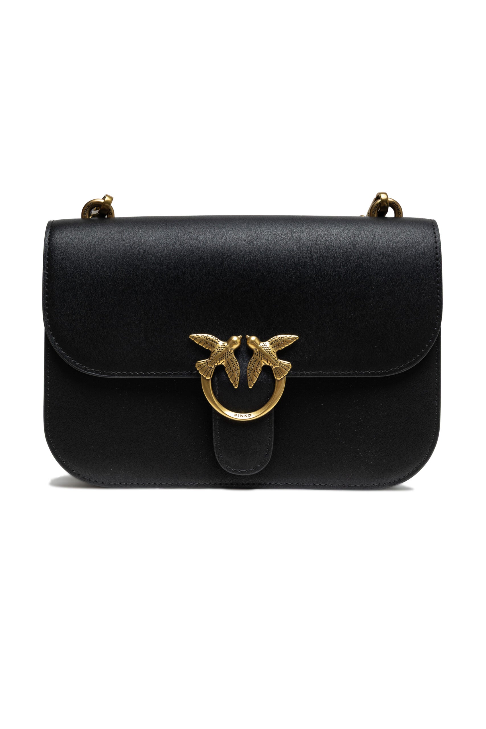 PINKO Black Leather Love Bell Classic Shoulder Bag - Zeiniez