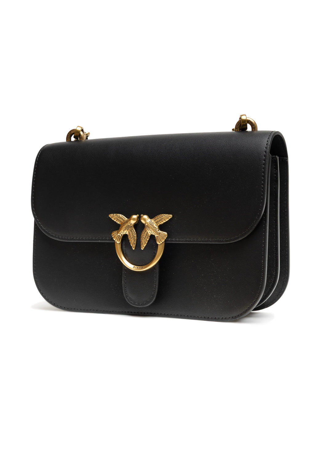 PINKO Black Leather Love Bell Classic Shoulder Bag - Zeiniez