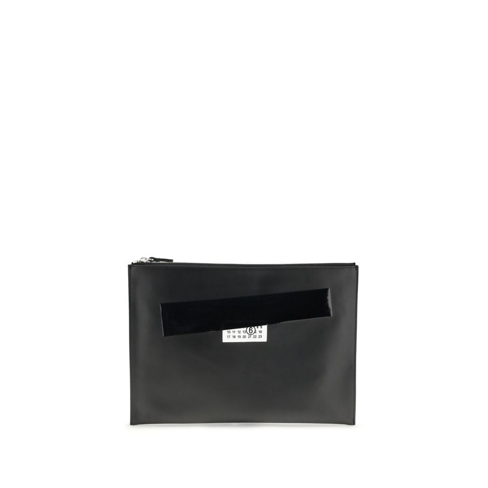 MM6 Black Calf Leather Bos Taurus Clutch Bag - Zeiniez