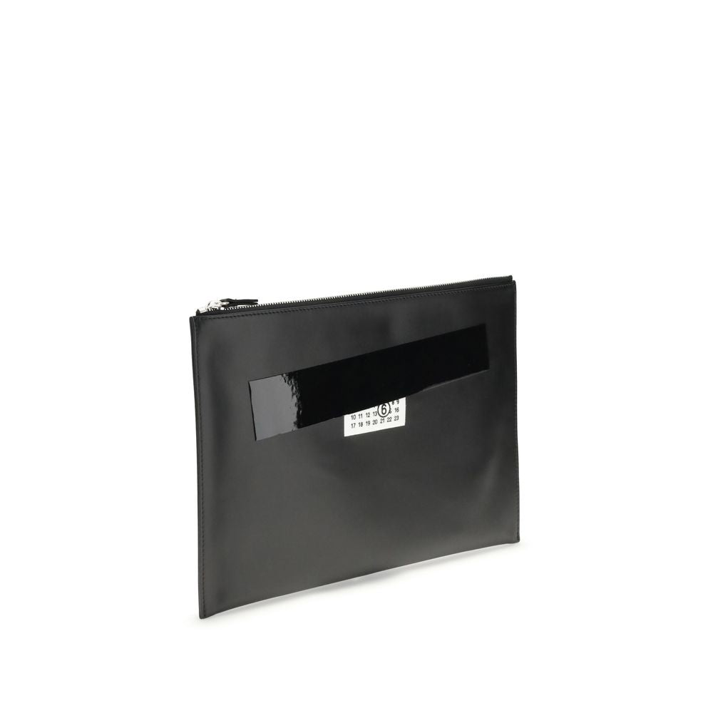MM6 Black Calf Leather Bos Taurus Clutch Bag - Zeiniez
