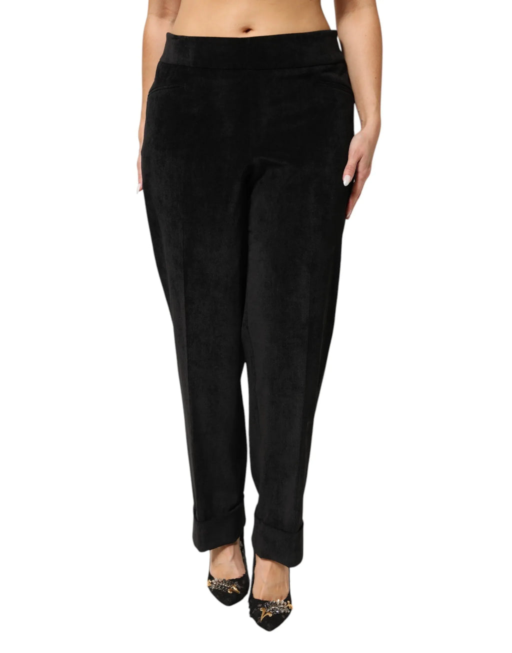 BENCIVENGA Black High Waist Straight Dress Trouser Pants - Zeiniez