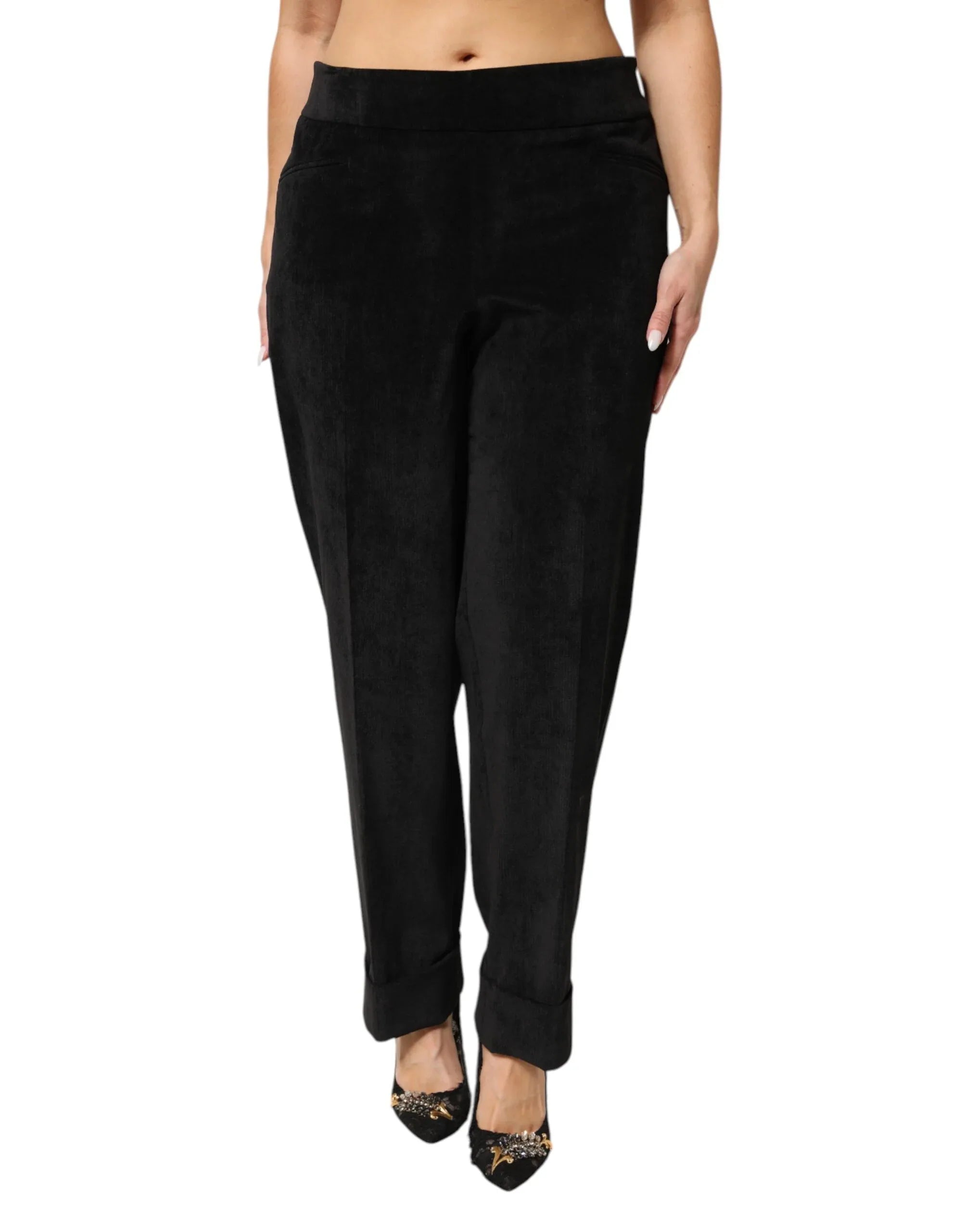 BENCIVENGA Black High Waist Straight Dress Trouser Pants - Zeiniez