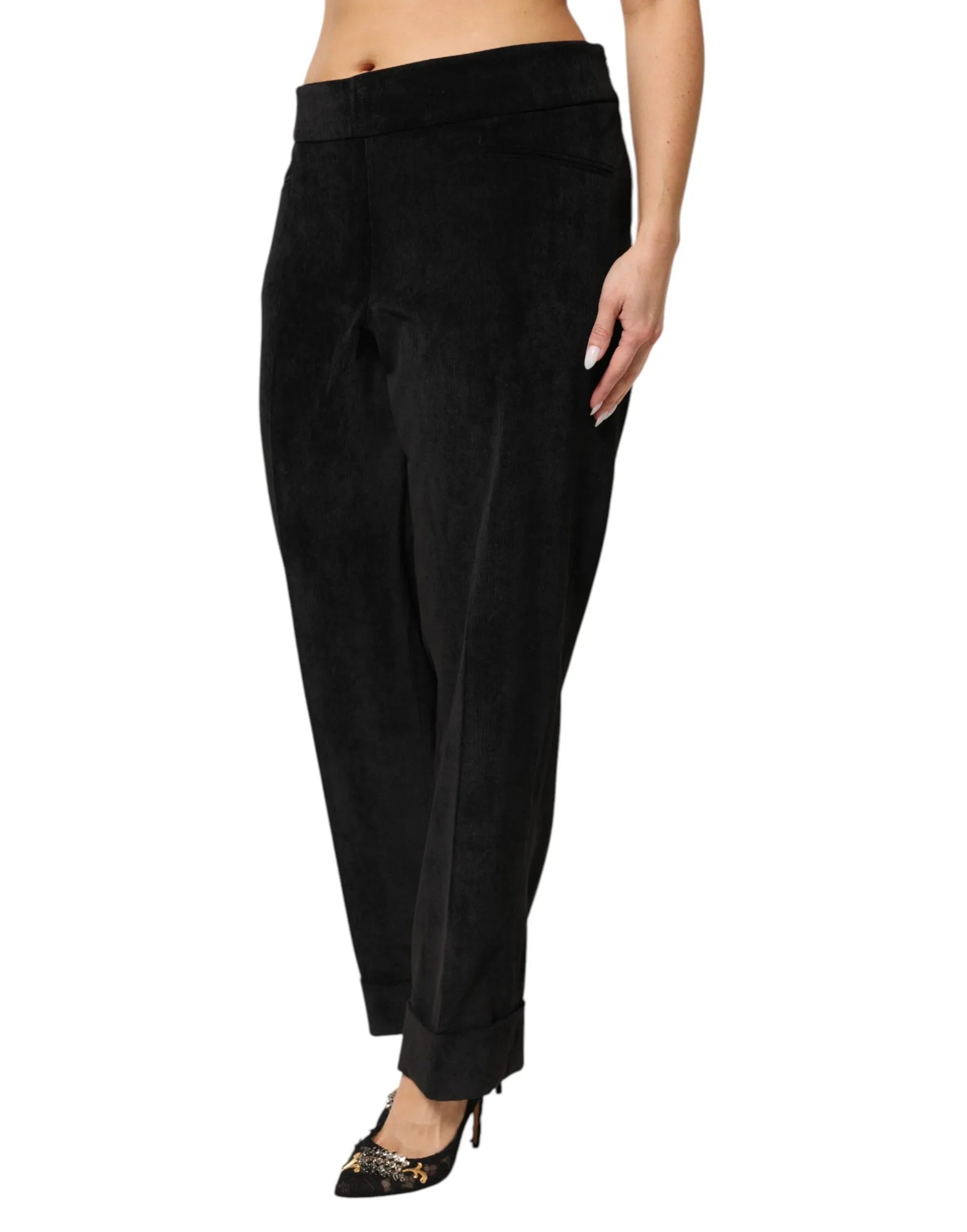 BENCIVENGA Black High Waist Straight Dress Trouser Pants - Zeiniez