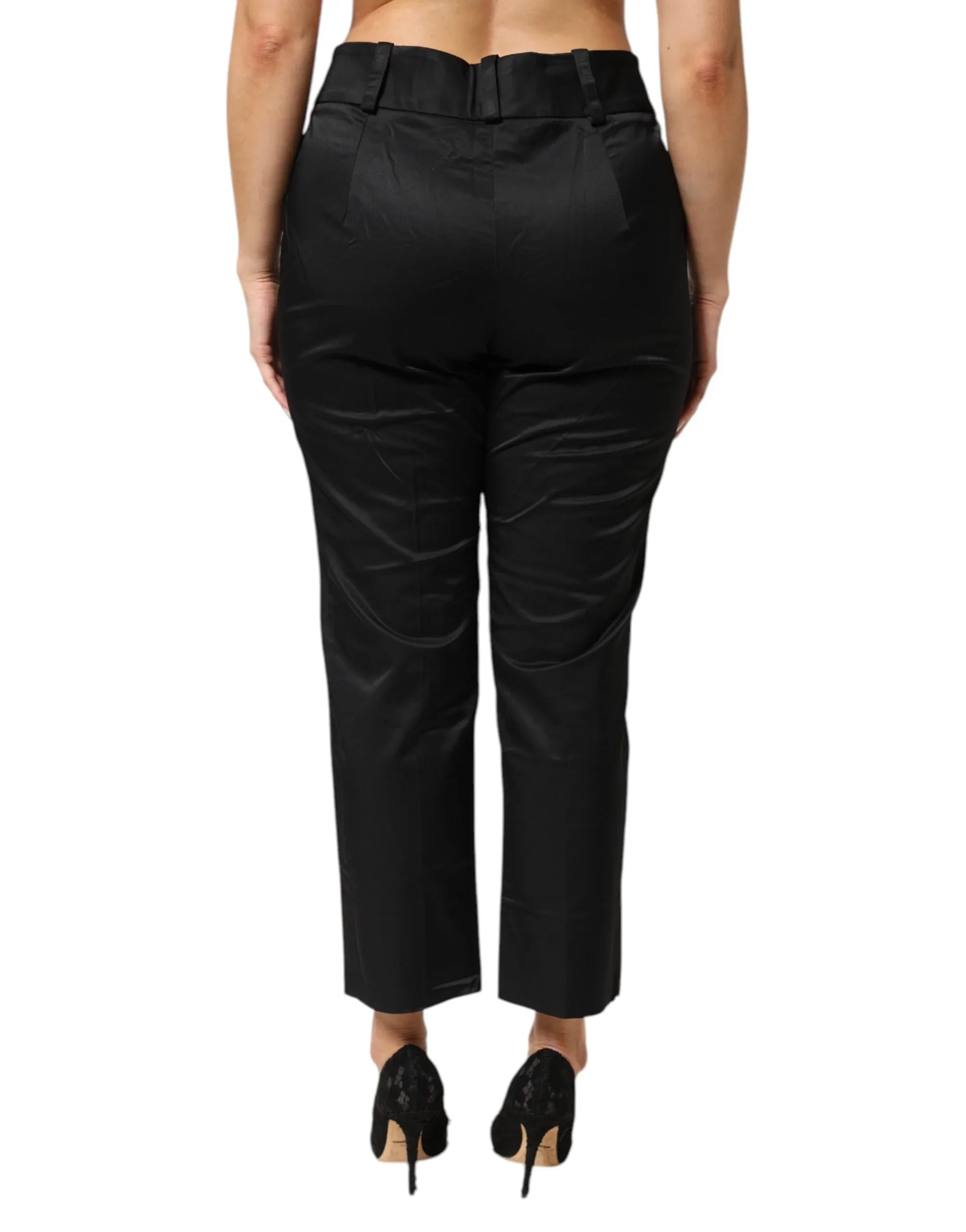 BENCIVENGA Black Cotton Blend Cropped Straight Leg Pants - Zeiniez