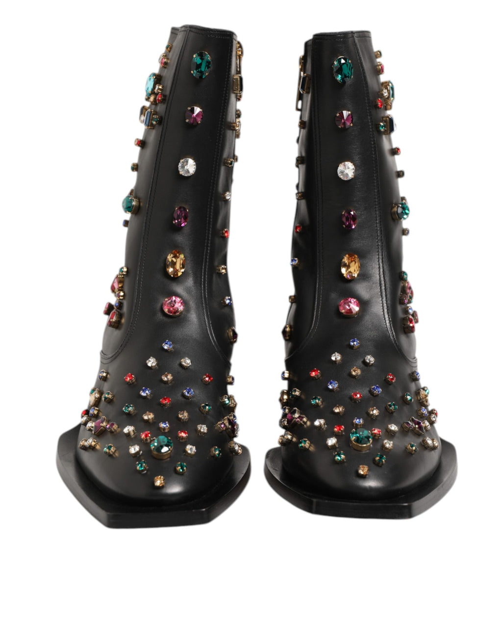 Dolce & Gabbana Black Crystal Embellished Men Short Boots Shoes