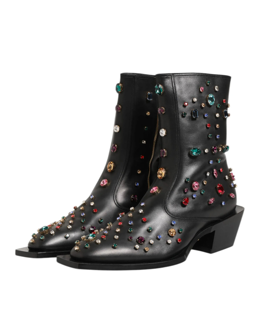 Dolce & Gabbana Black Crystal Embellished Men Short Boots Shoes - Zeiniez