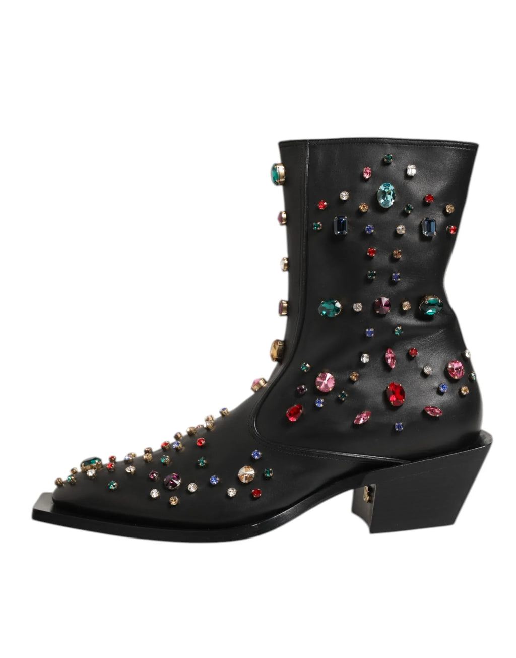 Dolce & Gabbana Black Crystal Embellished Men Short Boots Shoes - Zeiniez