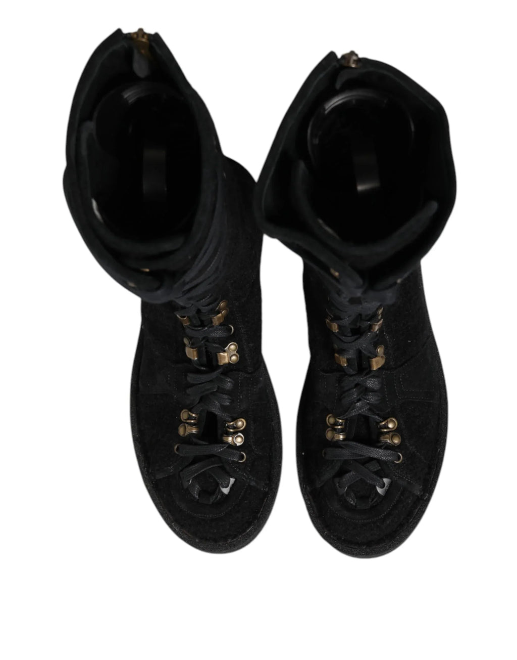 Dolce & Gabbana Black Alpaca Wool Suede Mid Calf Boots Shoes - Zeiniez