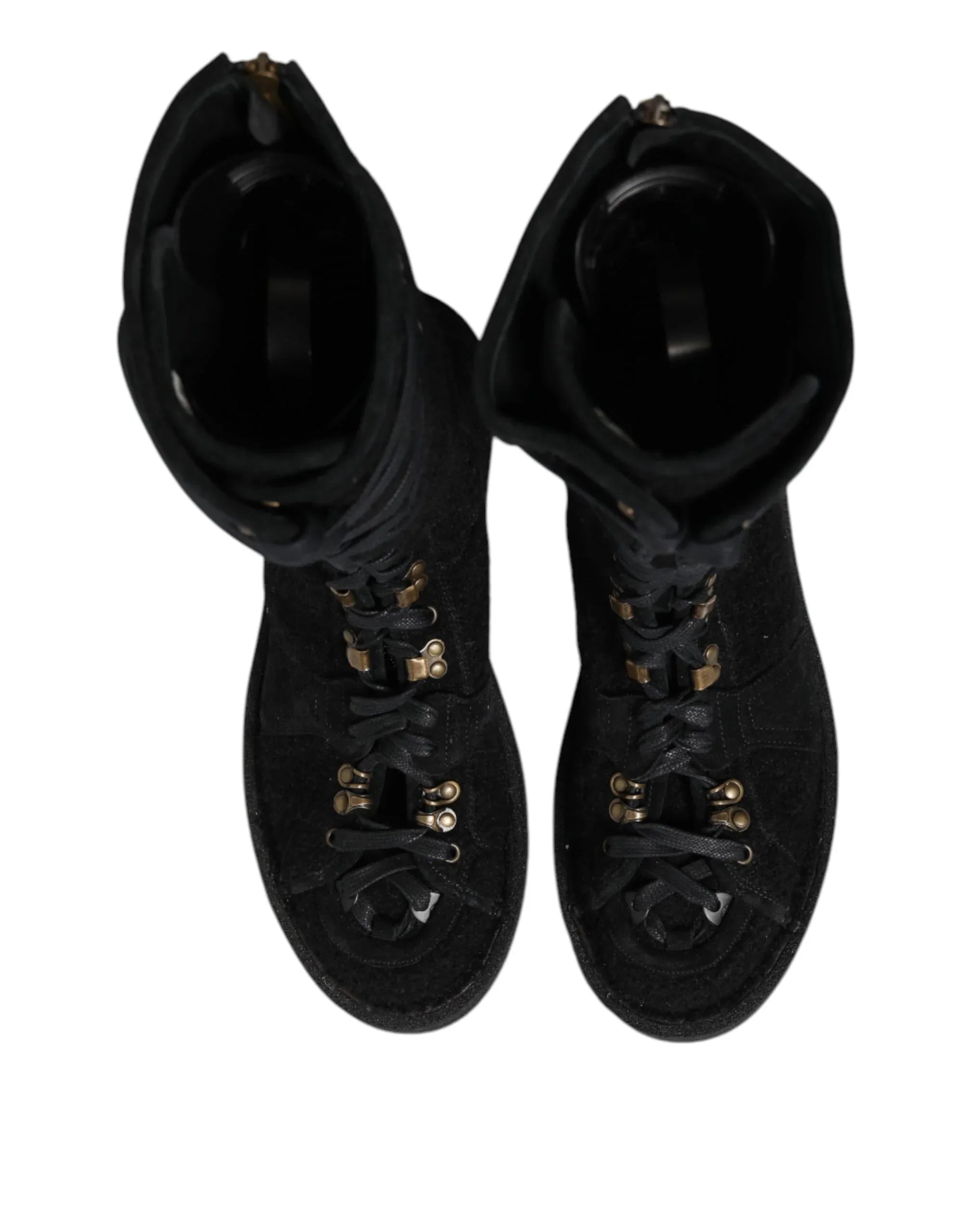 Dolce & Gabbana Black Alpaca Wool Suede Mid Calf Boots Shoes - Zeiniez